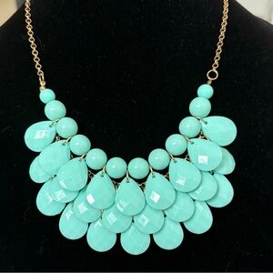 Turquoise colored stone bib necklace